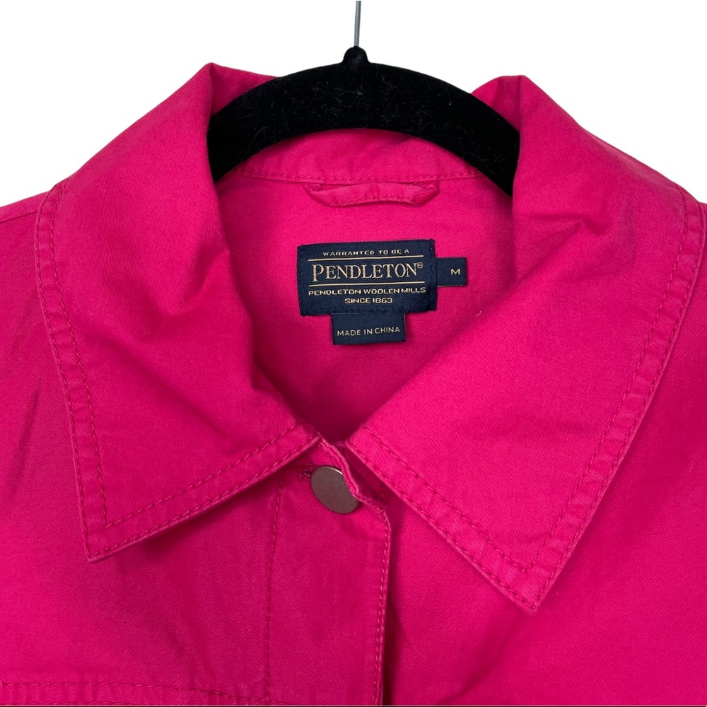Pendleton Pink Denim Jacket Silver Button-Down Hi… - image 7